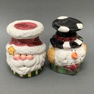 Christmas Snowman Santa Claus Salt & Pepper Shakers